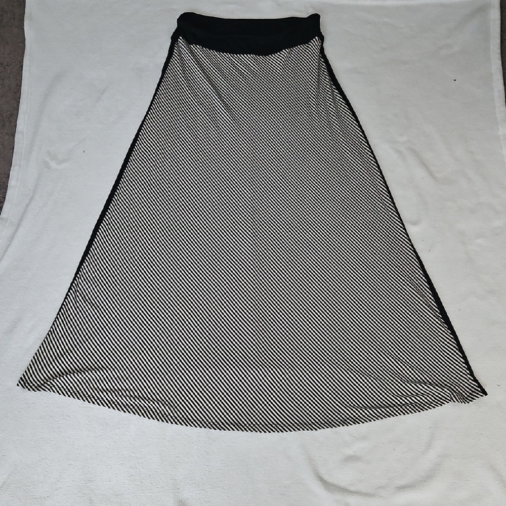 Premise Black and White Striped A-Line Skirt